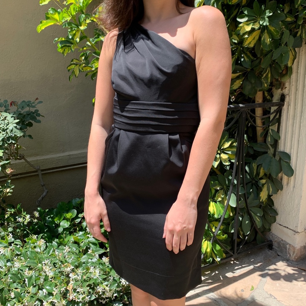 SHOSHANNA One Shoulder Black Dress w/ Pockets